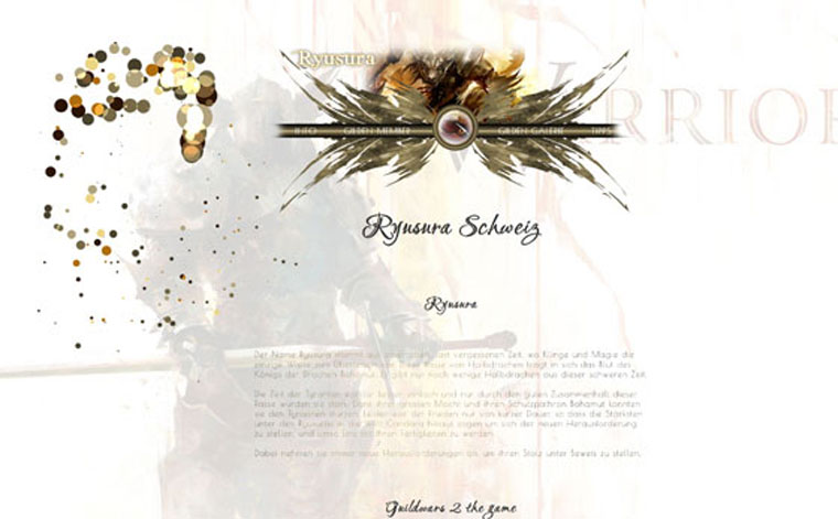 Guild Wars 2 Fanpage Ryusura, Webseite Screenshot