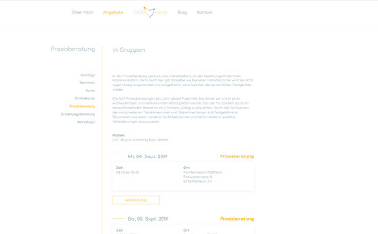 redeweise, Erziehungsberatung, Webseite Screenshot