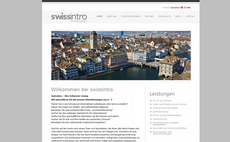 Swissintro, Webseite Screenshot